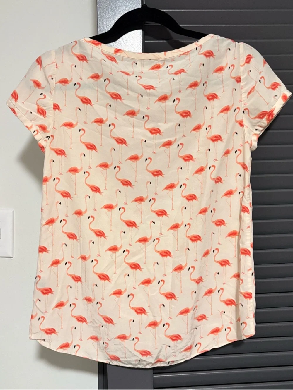 Kate Spade Pure Silk Pink Flamingo Print Top